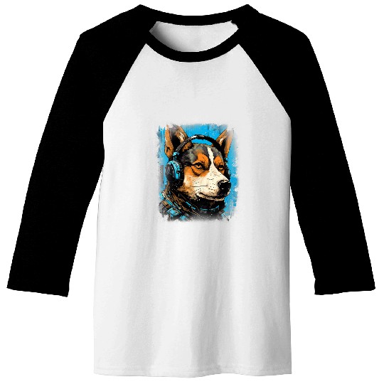 Rave EDM Black and tan Shiba Inu Headphone Baseball Tees