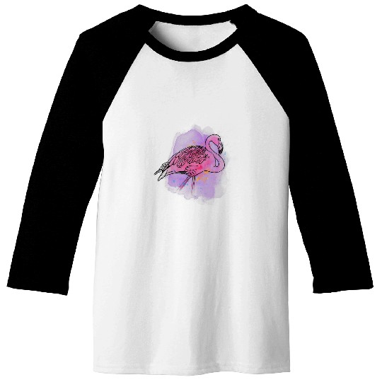 Womens Flamingo watercolor flamingo art Baseball Tees