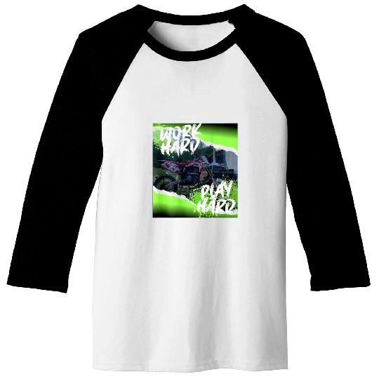 Work Hard Play Hard Dirt Bike Baseball Tees