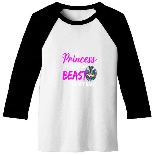 Womens Princess Beast On My Bike for Motorcyclist Baseball Tees