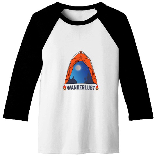 Wanderlust For Tent Camping Buddies Explore Funny Camping Baseball Tees