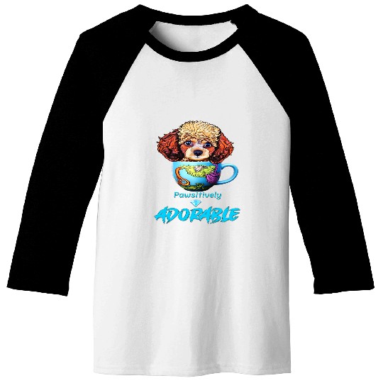 Turquoise Cup Poodle A Pawfectly Cute Design Baseball Tees