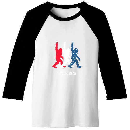 vintages Sasquatch Texas USA Flag bigfoots Hiking Camping Baseball Tees