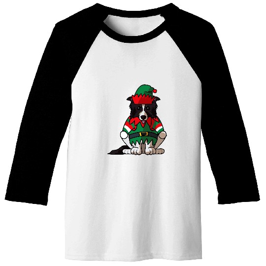 Merry Christmas Border Collie Greetings Dog Lover Baseball Tees