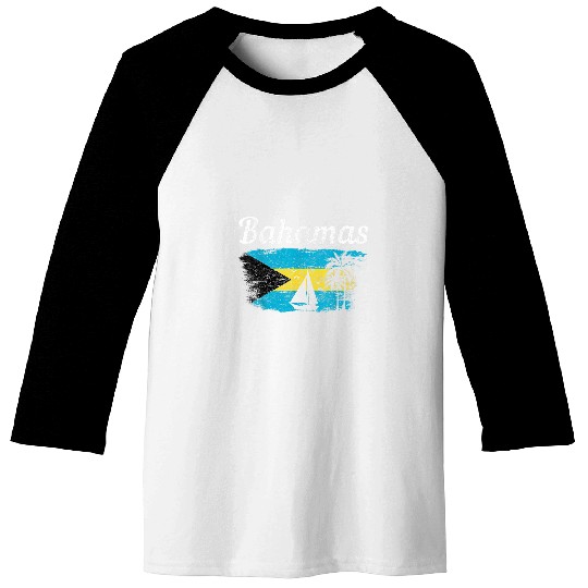 Bahamas Flag Sailing Sailboat Souvenir vintages Sailor Baseball Tees