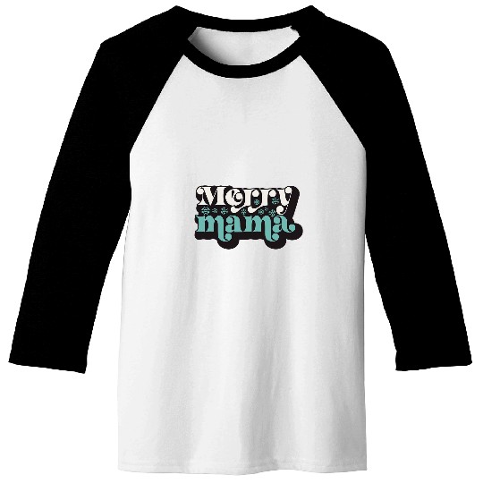 Merry Mama Cute Holiday Mom Word Art Typography Style Baseball Tees