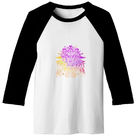 wolfs Mandala Art Native American Art Mystic Spirit Yoga Boho 1 Baseball Tees