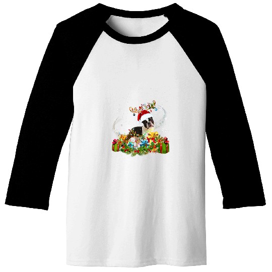 xmass bull terrier dog christmas lights santa reindeer dog Baseball Tees