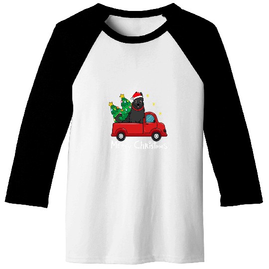 Schipperke Christmas Truck Tree Mom Dad Dog xmass Gift Baseball Tees
