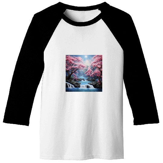 Zen Cascades Harmony Cherry Ballet by Nihons Stream Baseball Tees