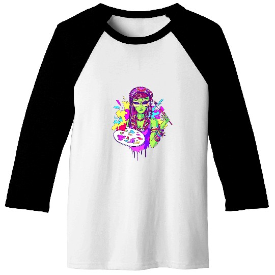 Trippy Alien Hippie Hippie Artist Baseball Tees
