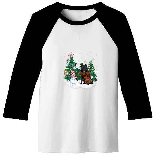 Schipperke Dog Christmas Snowman xmass Tree Pajama Baseball Tees