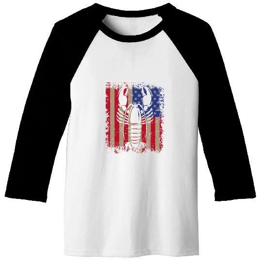 Lobster Seafood Lover Cooking Chef USA American Flag Vintage Baseball Tees