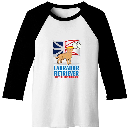 Yellow Labrador Retriever Dog Barking Newfoundland Flag Baseball Tees