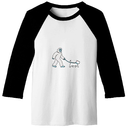yetis Walking Westie Cryptozoology Dog Baseball Tees
