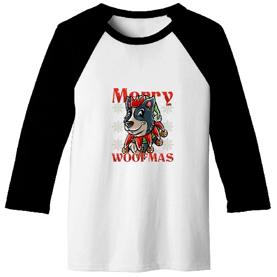 Merry Woofmas Border Collie Elf Dog Christmas Dogs Elves Baseball Tees