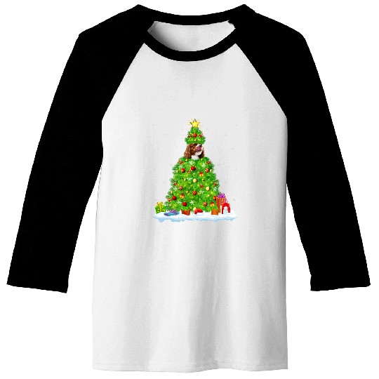 xmass Lights Cavalier King Charles Spaniel Dog Christmas Tree 2 Baseball Tees