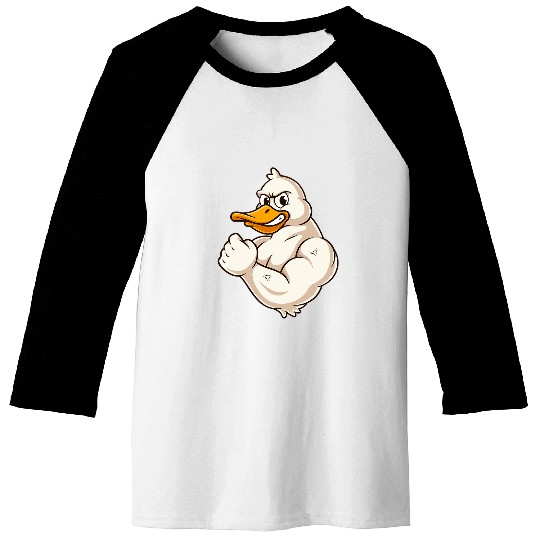 Muscular Duck Bodybuilder Duck Fitness Sport Funny Baseball Tees