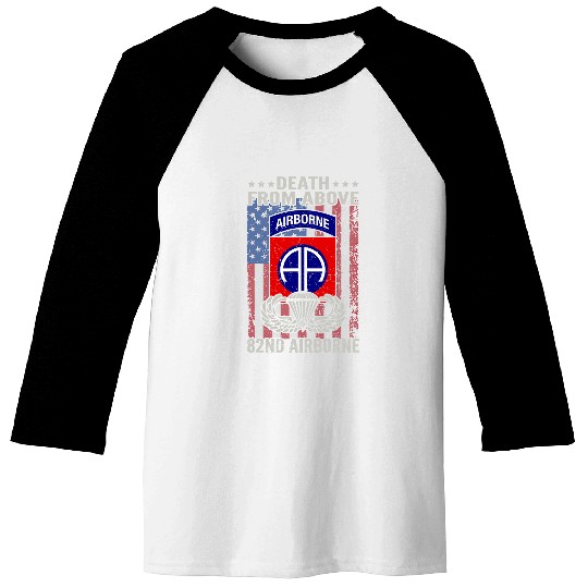 Death From Above Patriotic 82nd Airborne Division Baseball Tees