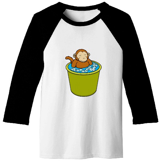 Monkey Ice Bathing Healthy Hobby Baseball Tees