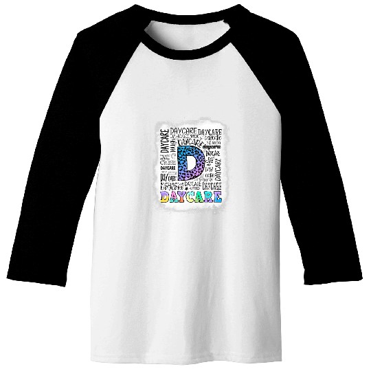 Daycare Teacher Typography Daycare Provider Back To School Baseball Tees