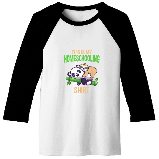 Homeschooling school kid student girl boy panda sloth Baseball Tees