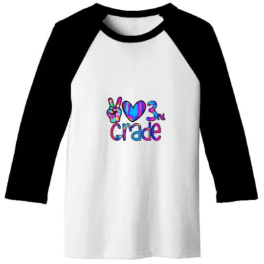 Peace love third 3rd grade teacher student school class Baseball Tees