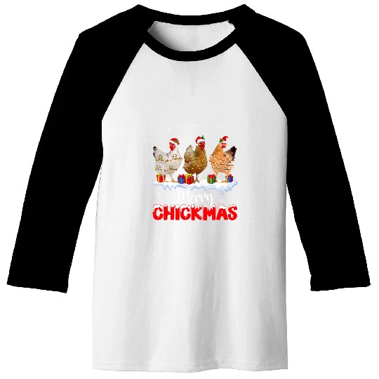 Merry Chickmas Christmas Chicken Lover Santa Hat xmass Farmer Baseball Tees