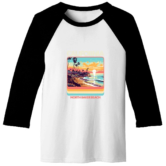 North Baker Beach 80s californias Beach Baseball Tees