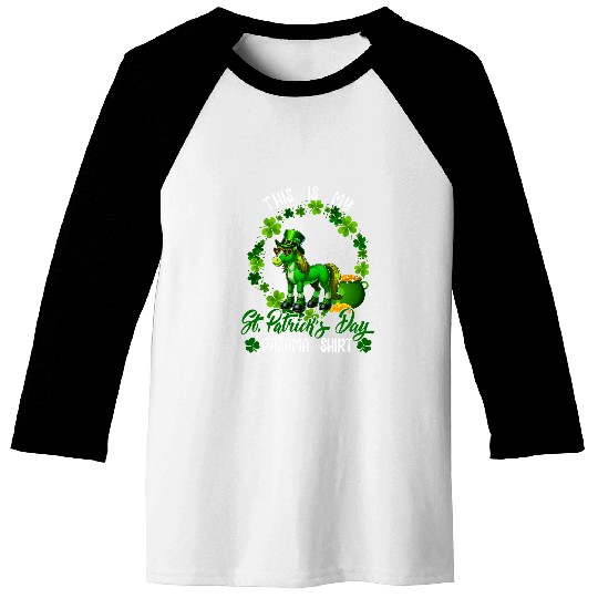 My St  Patricks Day Pajama Horse Shamrocks Circle Baseball Tees