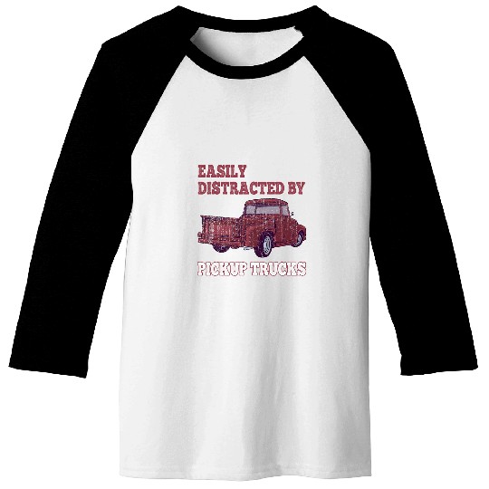Easily Distracted By Pickup Trucks Kids Boys Toddler Trucker 1 Baseball Tees