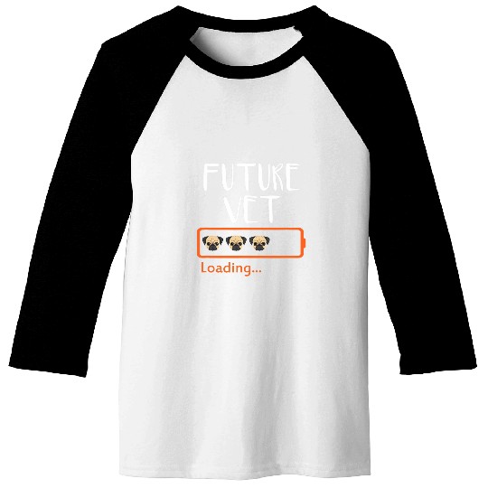 Future Vet Loading Battery Pug Dogs Funny Veterinarian Baseball Tees