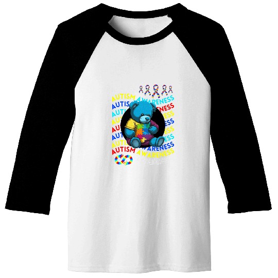 Autism Awareness Teddy Bear T For Teacher Autism Moms Dad 1 Baseball Tees