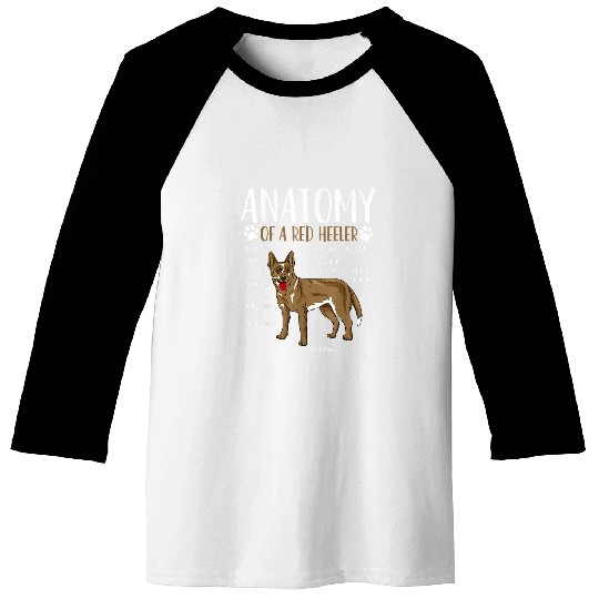 Red Heeler Dog Anatomy Baseball Tees