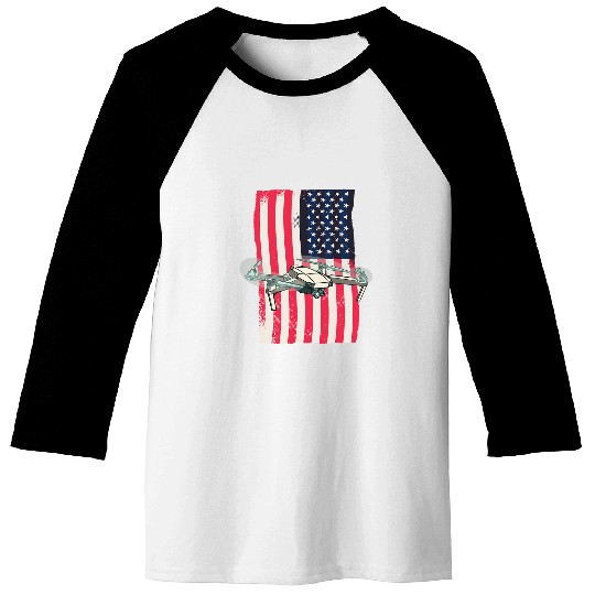 Drone American Flag Drone Pilot Baseball Tees