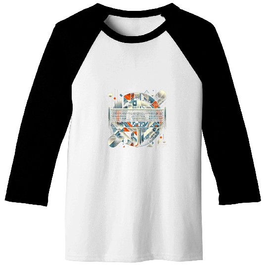 Abstract Pickleball Net Baseball Tees