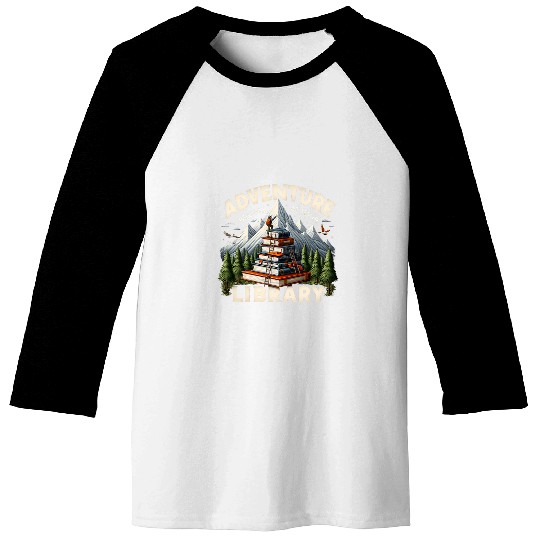 Adventure Begins At Your Library Book Lover Camping Nature Baseball Tees