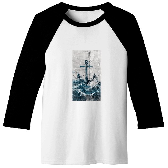 Abstract Nautical Blue Anchor Nautical Maritime 1 Baseball Tees