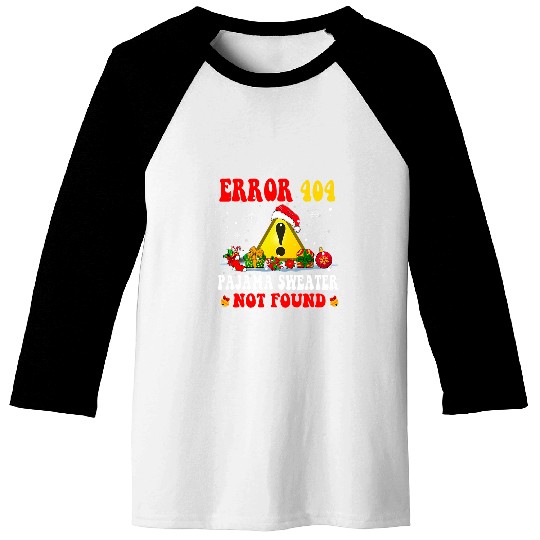 Error 404 Pajama Not Found Funny Christmas Santa Programmer Baseball Tees