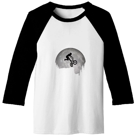 Funny BMX Bike Cliff Jump to the Moon vintages Retro Sunset Baseball Tees