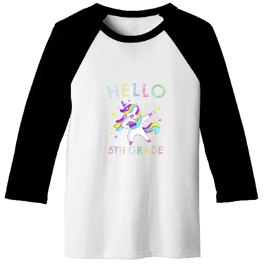 Hello 5th Grade Teacher Unicorns Back To School Kids Baseball Tees