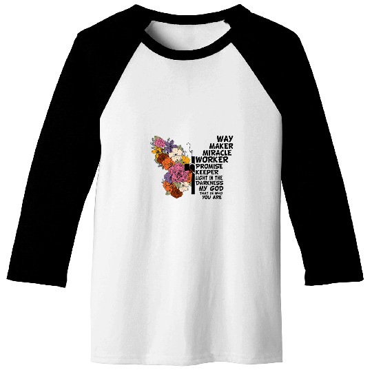 Funny Way Maker Miracle Worker Butterfly Religious Christian Baseball Tees