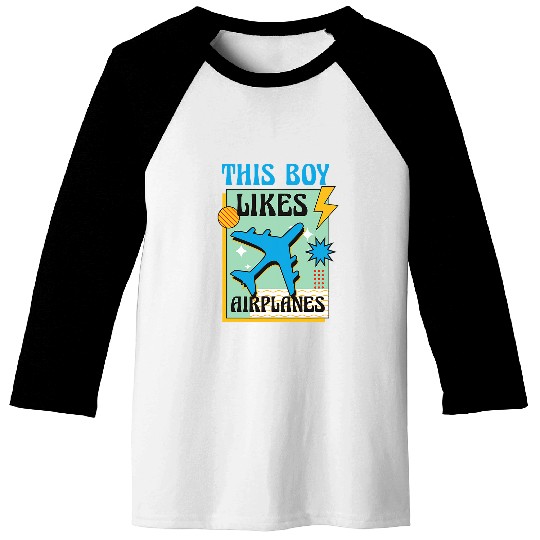 Boy Likes Airplanes Pilot Flying Aircraft Baseball Tees