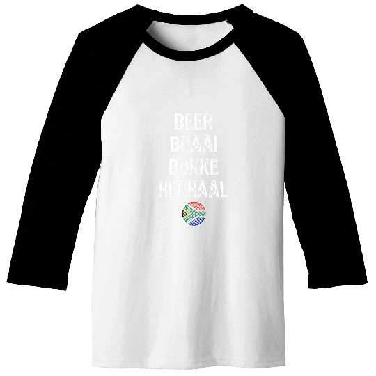 Beer Braai Bokke Herhaal Afrikaans South Africa Rugby Fan Baseball Tees