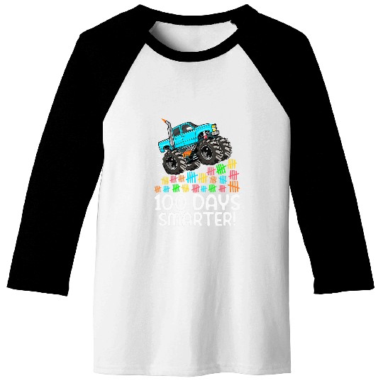 I Crushed 100 Days Of School Monster Truck 100th Days Kids Baseball Tees