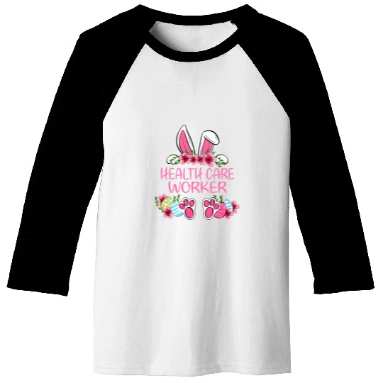 Cute Health Care Worker Rabbit Bunny Ears Happy Easter Eggs Baseball Tees