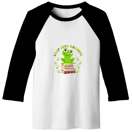 Leap Into Reading Book Reading Frog Baseball Tees