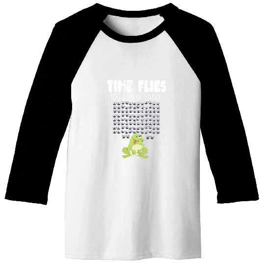 Time Flies 100 Days School Frog Funny 100th Day Student Baseball Tees