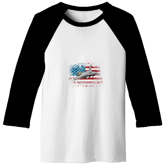 F16 Fighter Airplane US Flag F16 Pilot Veteran Baseball Tees