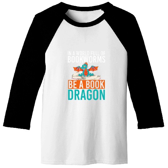Fantasy Book Reading Bookworm Mythical Creature Book Dragon Baseball Tees